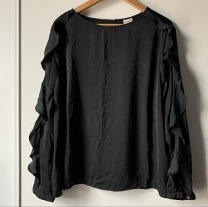 A New Day Black Ruffle Sleeve  Blouse Size 2X